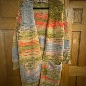 1. State Multicolor Open-Front Cardigan